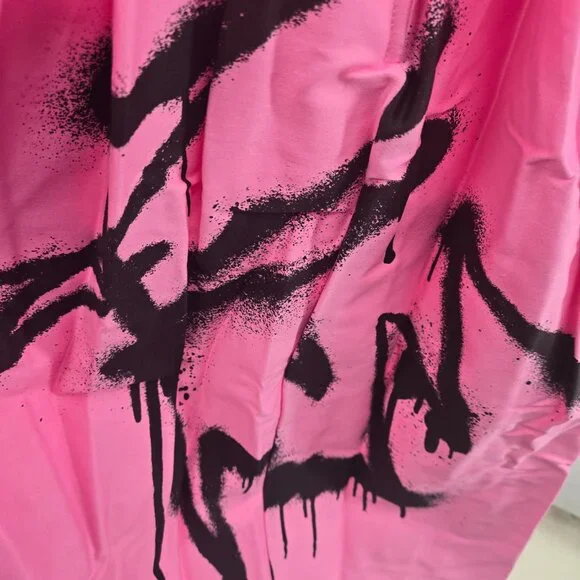 Vixen by Micheline Pitt Miss Kitty 9 Lives Pink Spray Paint Design Midi Dress XS - Picture 7 of 12